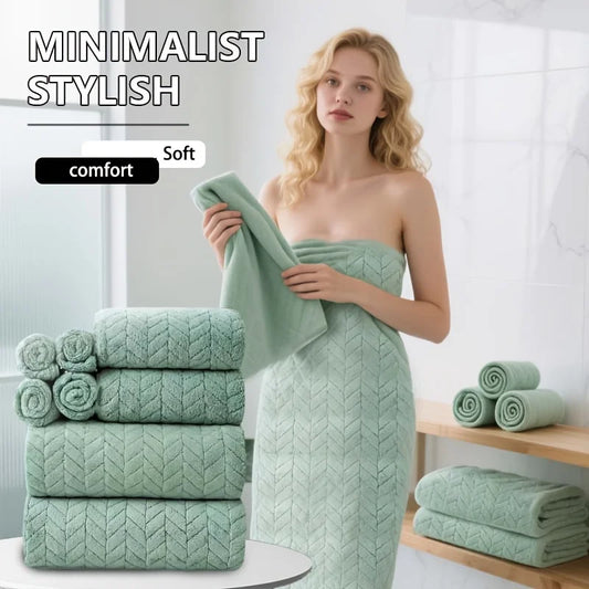Juego de toallas de forro polar coral de 8 piezas: toallas de baño + bata + pañuelos - Secado súper rápido